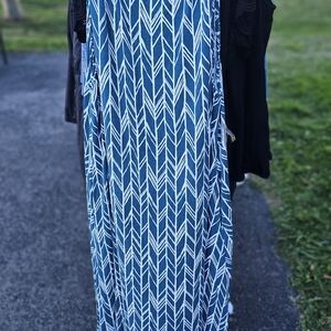 Torrid Blue and White Chevron Maxi Skirt